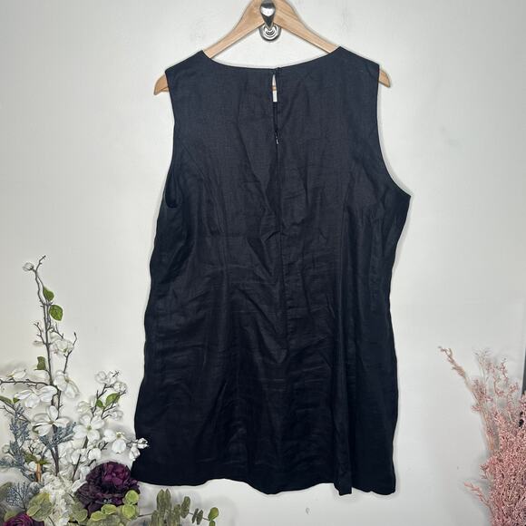 REFORMATION Citron Linen Shift Dress Black Sz 18 {B54} - Picture 4 of 6